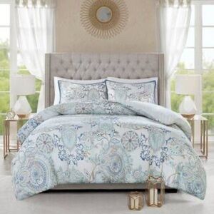 Madison Park 3-piece Blue floral cotton percale full/queen -duvet cover set